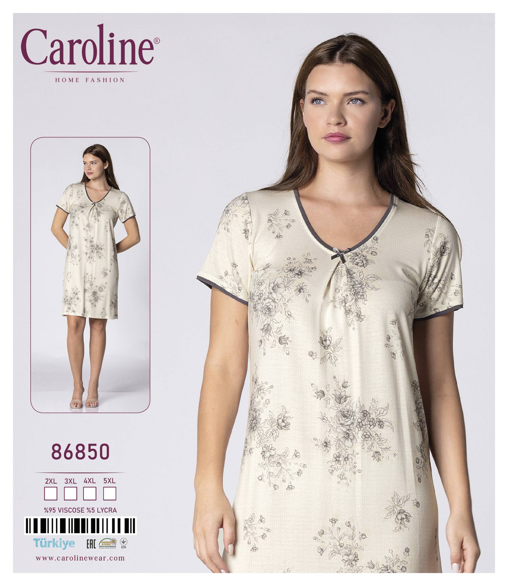 Caroline 86850 ночная рубашка 2XL, 3XL, 4XL, 5XL