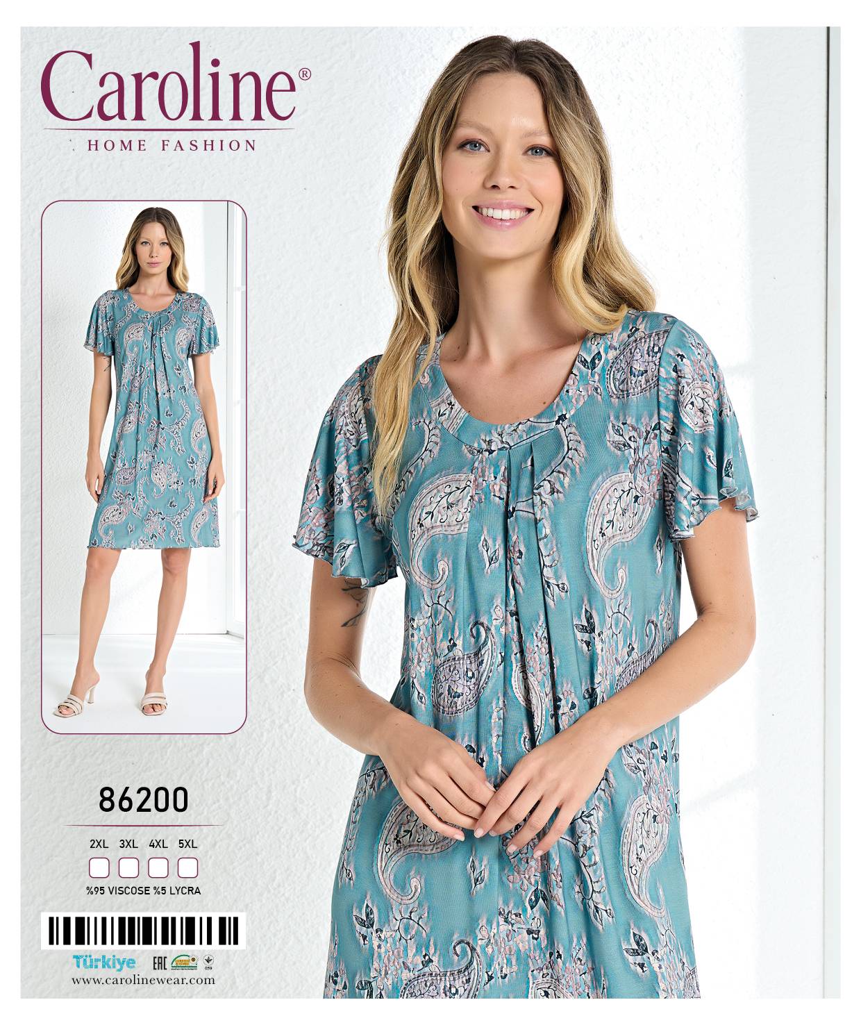 Caroline 86200 ночная рубашка 2XL, 3XL, 4XL, 5XL