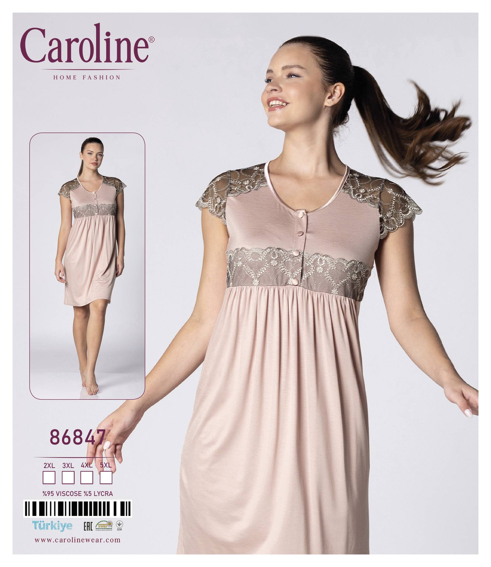 Caroline 86847 ночная рубашка 4XL, 5XL