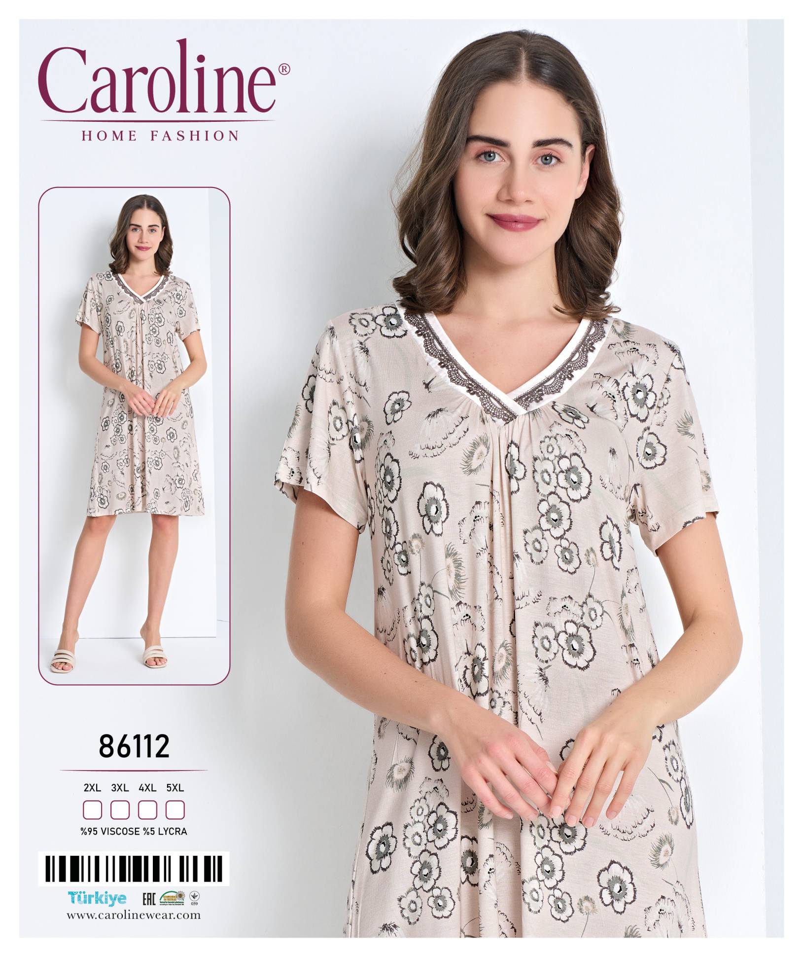 Caroline 86112 ночная рубашка 2XL, 3XL, 4XL, 5XL