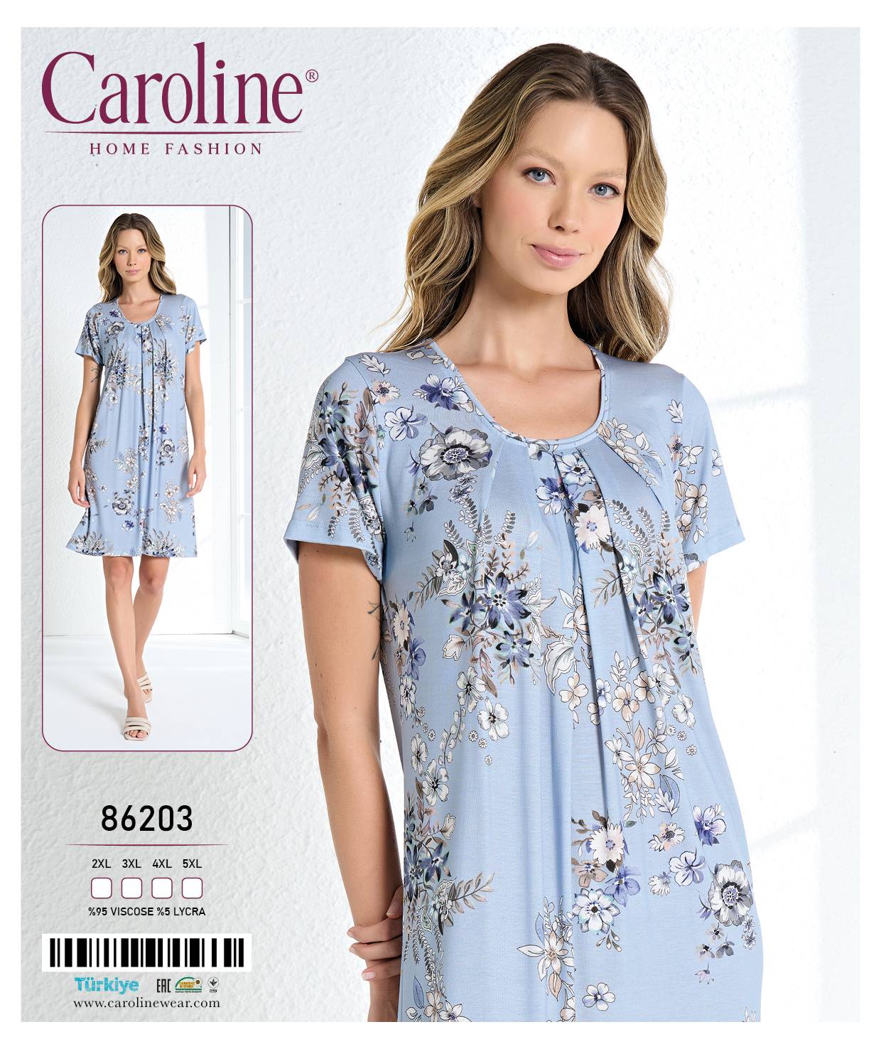 Caroline 86203 ночная рубашка 2XL, 3XL, 4XL, 5XL