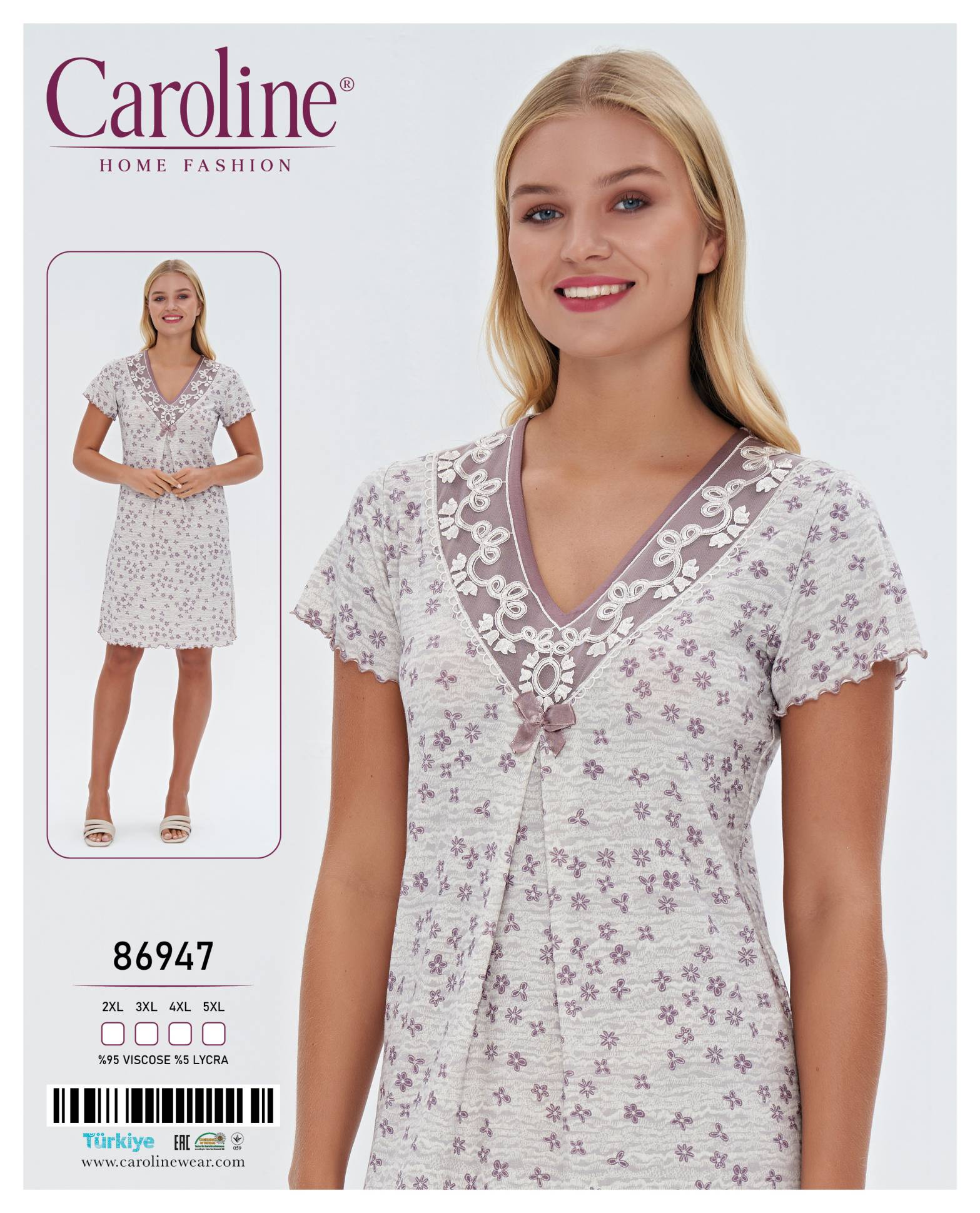 Caroline 86947 ночная рубашка 2XL, 3XL, 4XL, 5XL
