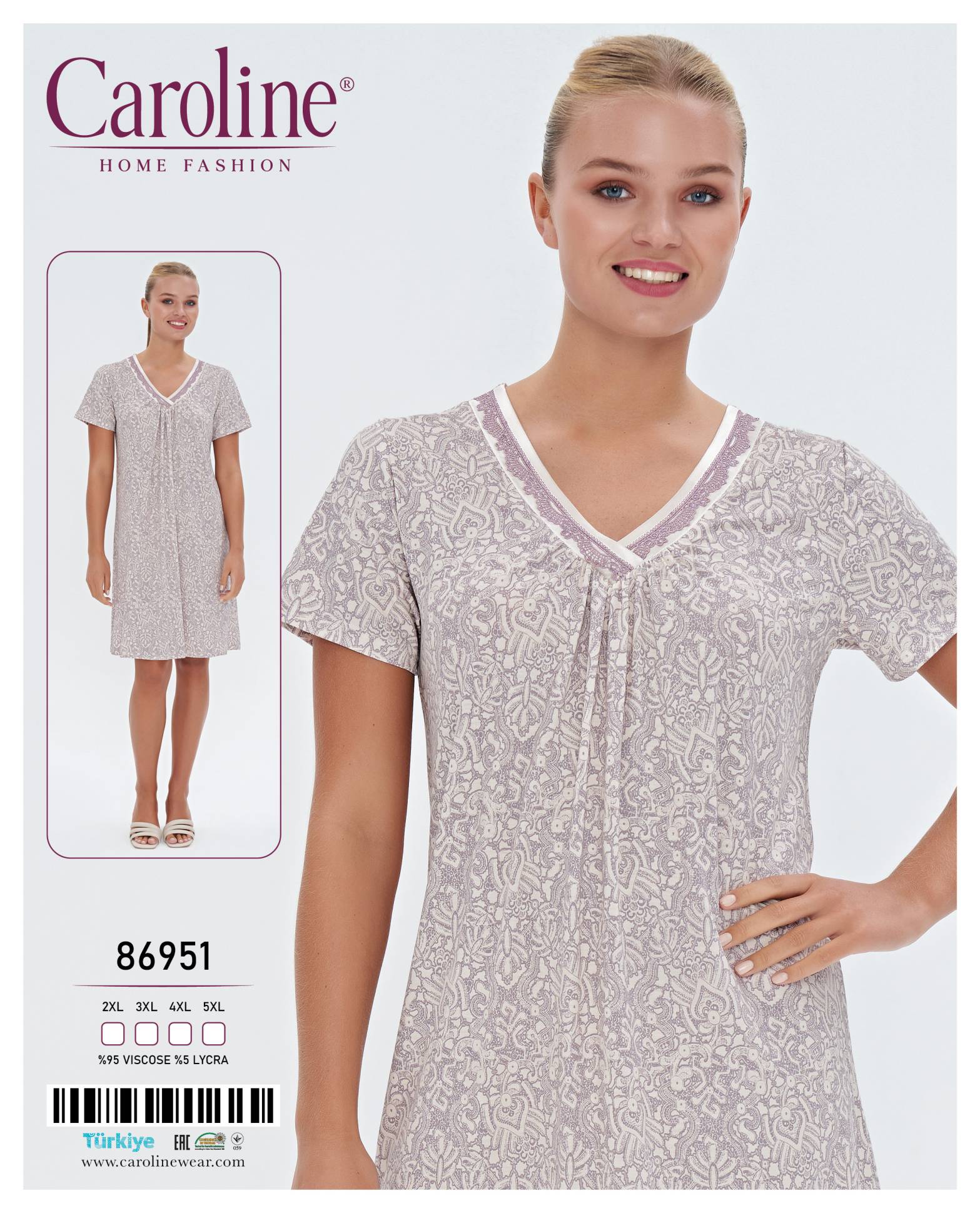 Caroline 86951 ночная рубашка 2XL, 3XL, 4XL, 5XL