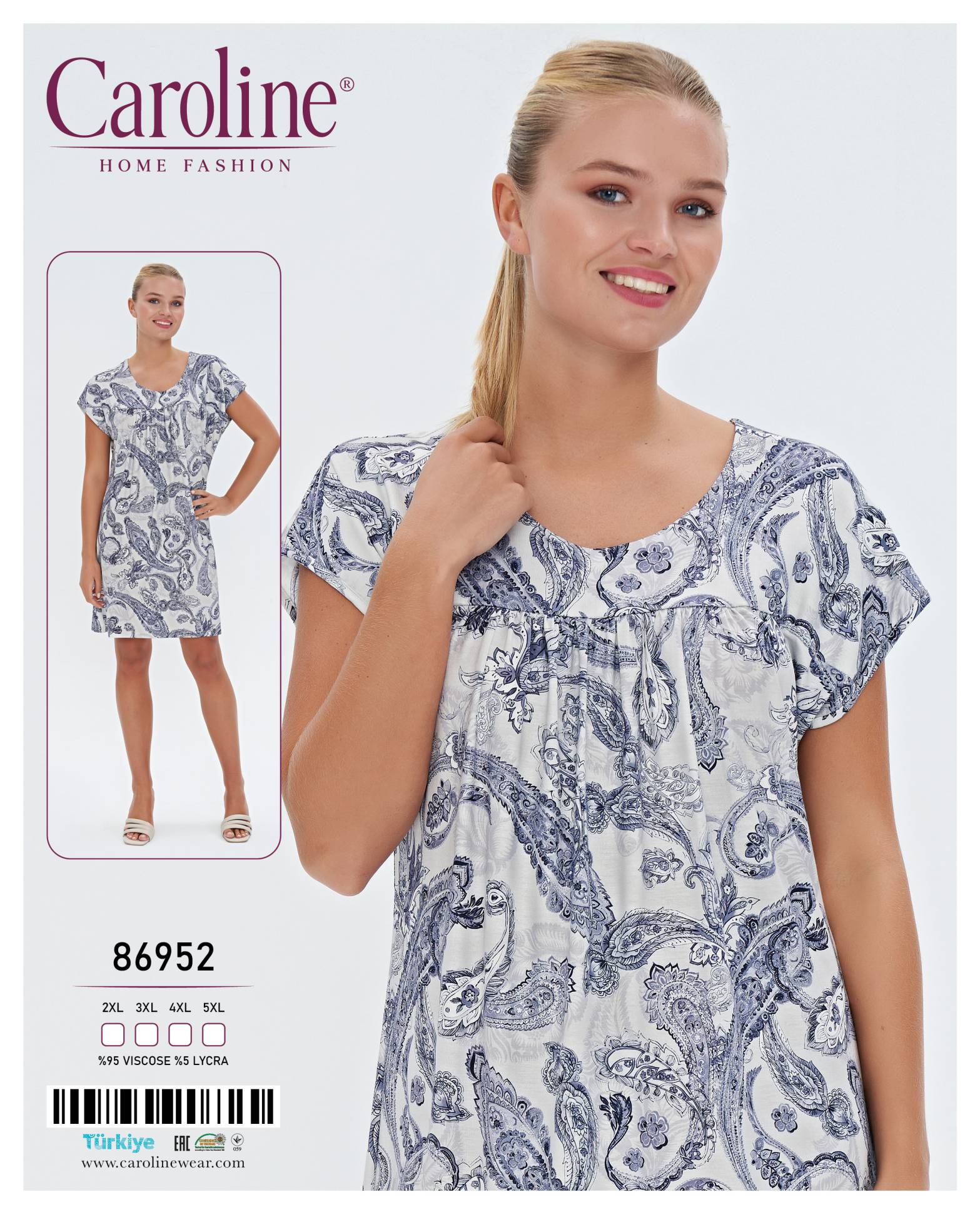 Caroline 86952 ночная рубашка 2XL, 3XL, 4XL, 5XL