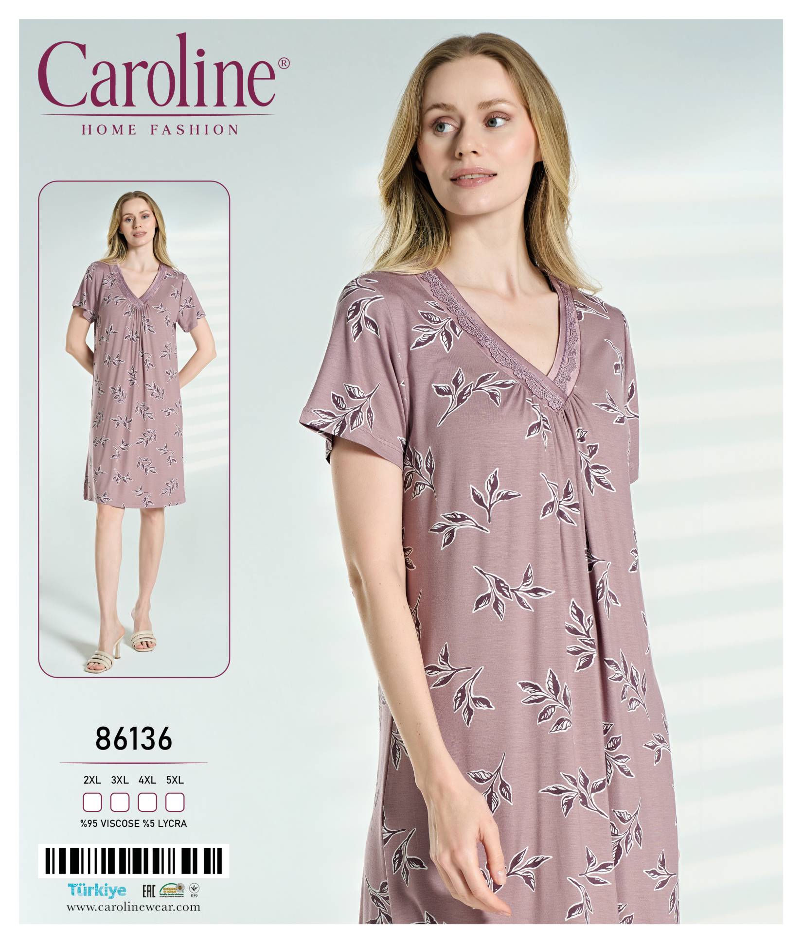 Caroline 86136 ночная рубашка 2XL, 3XL, 4XL, 5XL