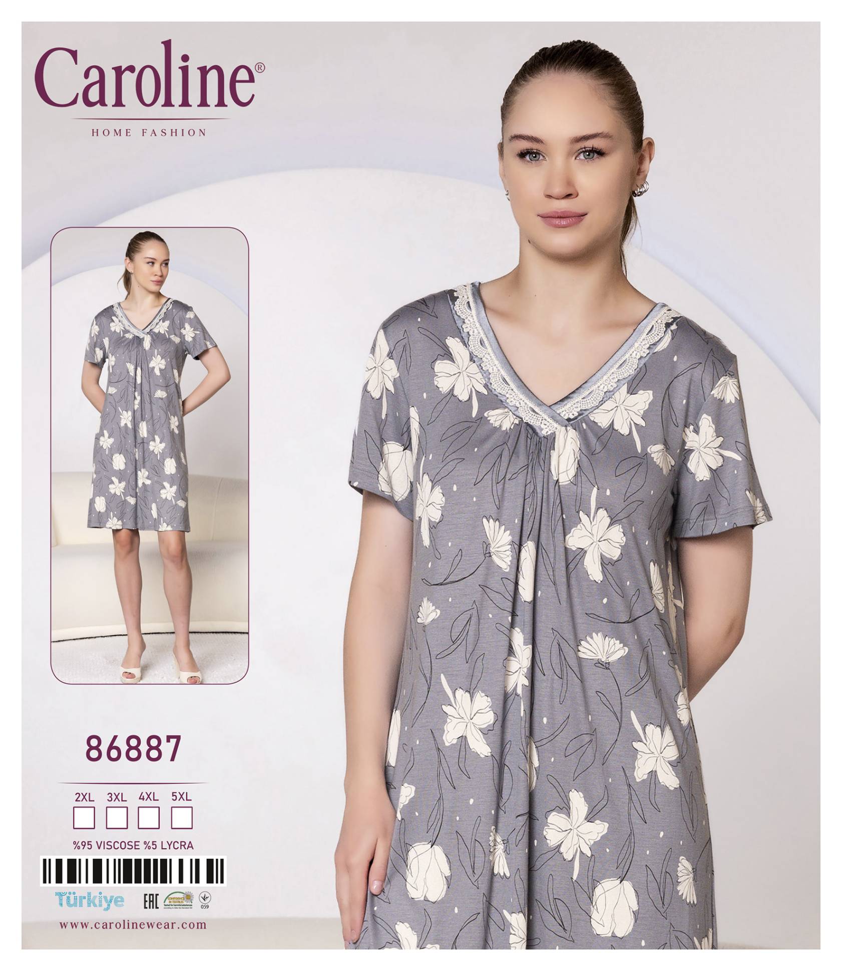 Caroline 86887 ночная рубашка 2XL, 3XL, 4XL, 5XL